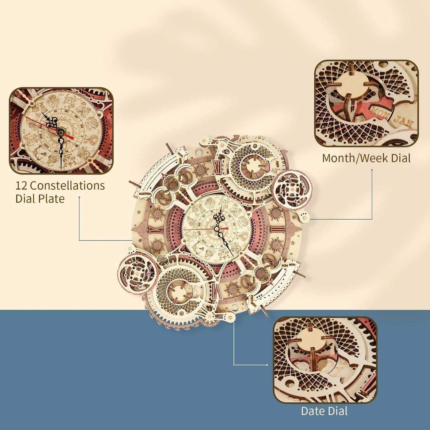 Robotime ROKR Time Art Zodiac Wall Clock