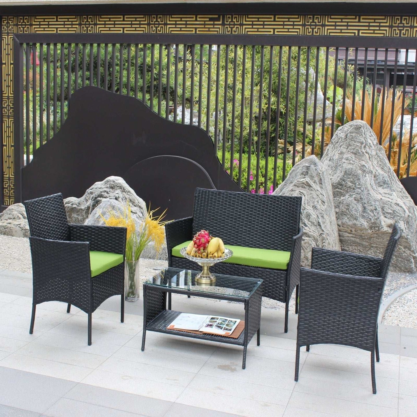 4 PC Rattan Patio Furniture