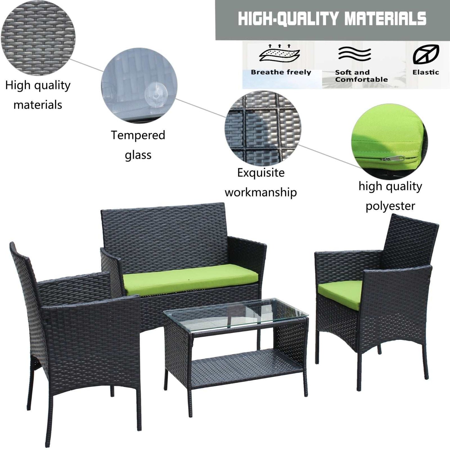 4 PC Rattan Patio Furniture