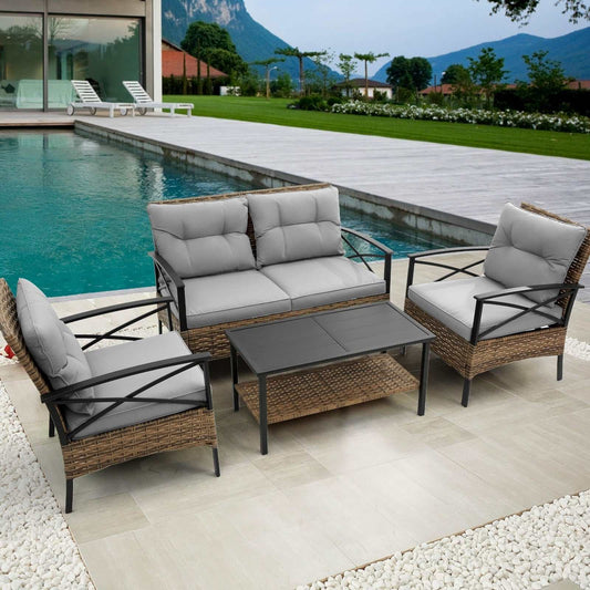 Patio 4Piece Sectional Sofa Set