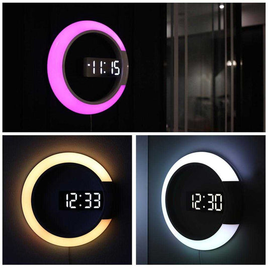 LED mirror hollow wall clock