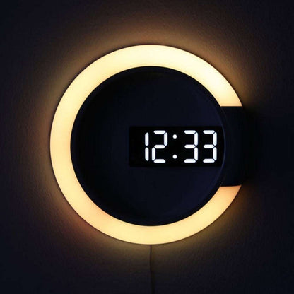 LED mirror hollow wall clock