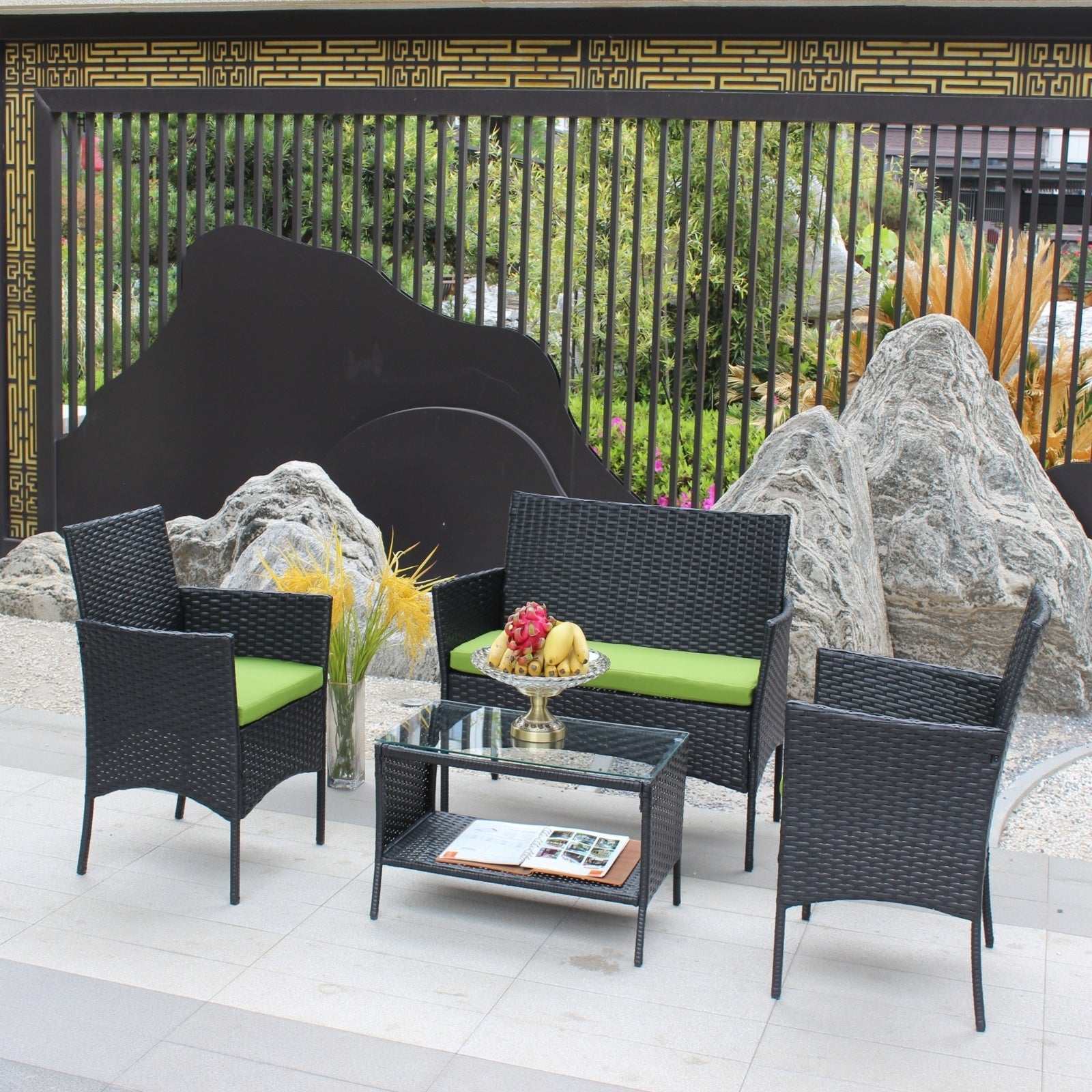 4 PC Rattan Patio Furniture
