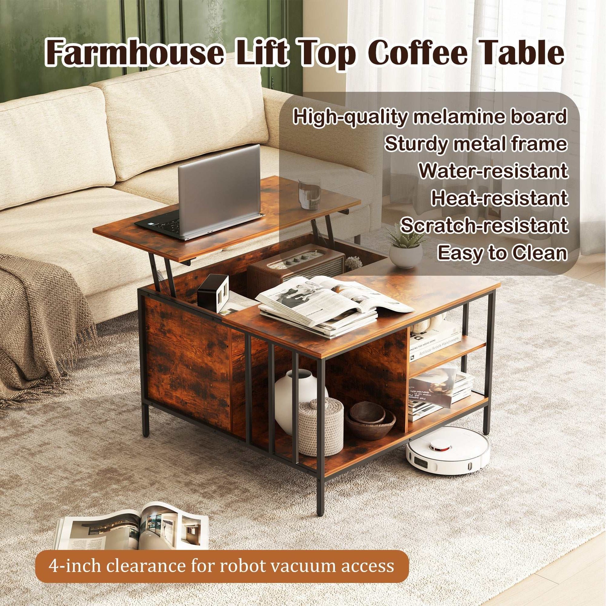 Farmhouse Lift Top Coffee Table