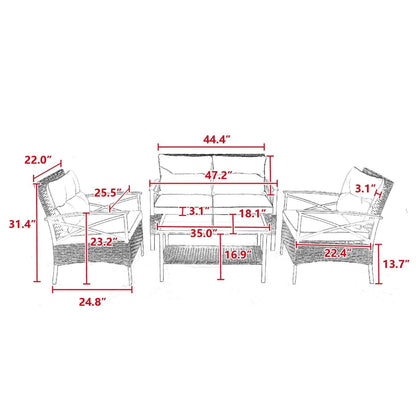 Patio 4Piece Sectional Sofa Set