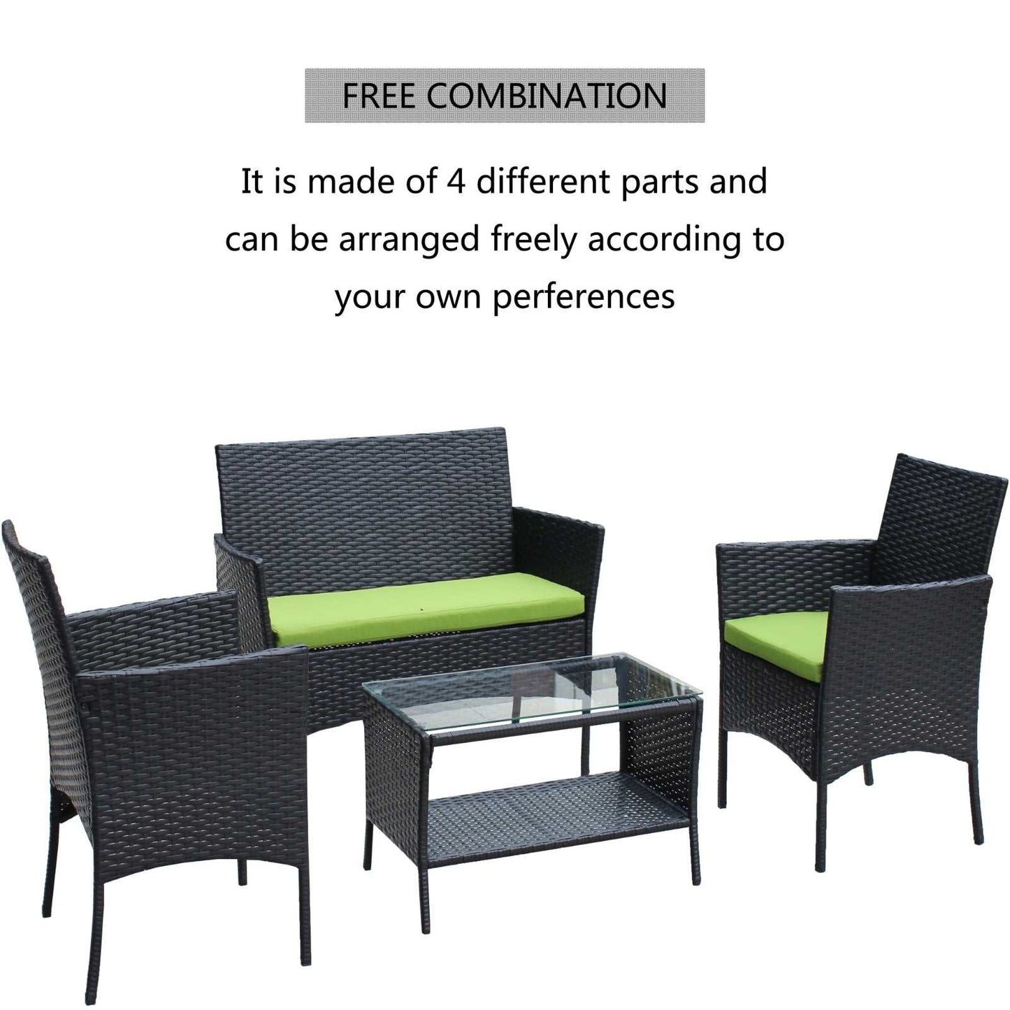 4 PC Rattan Patio Furniture
